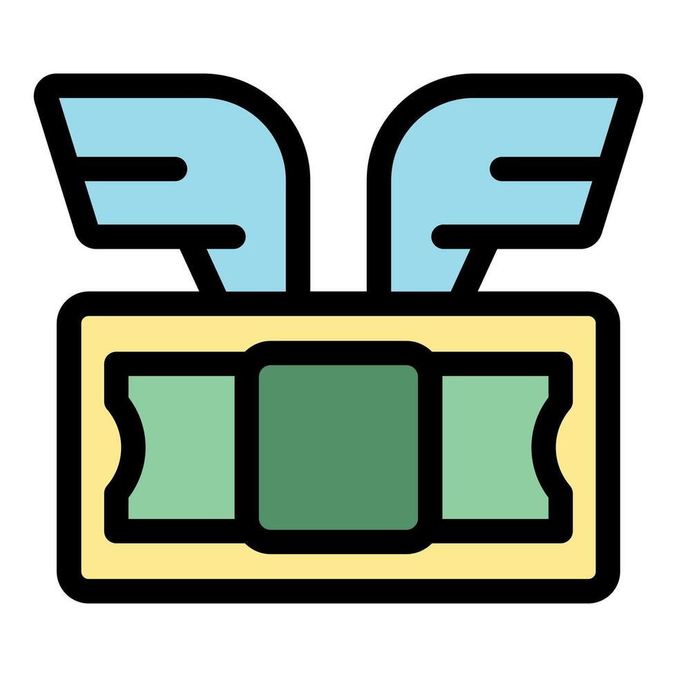 Money transfer with wings representing fast transaction vector