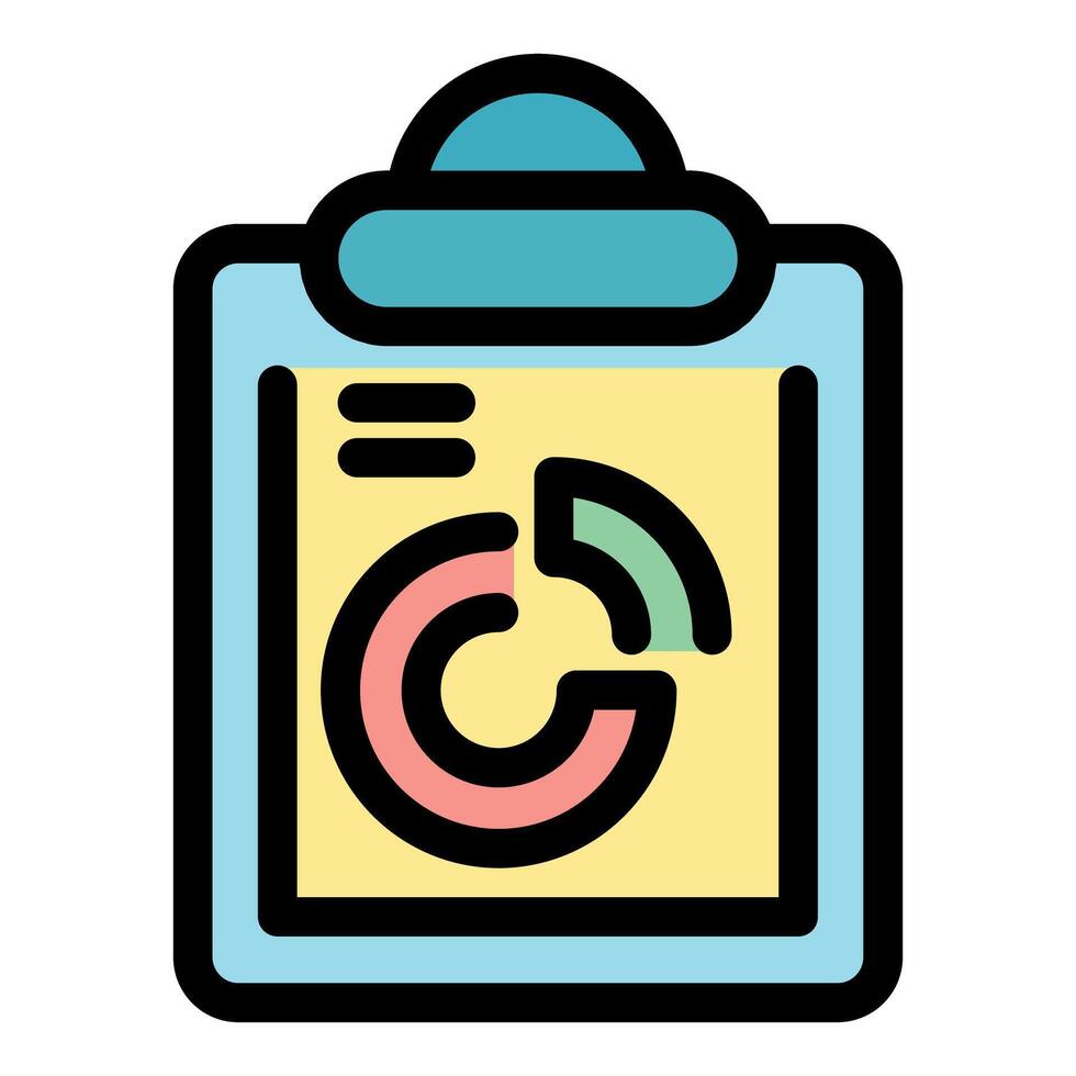 Clipboard showing a colorful pie chart representing business data analysis vector