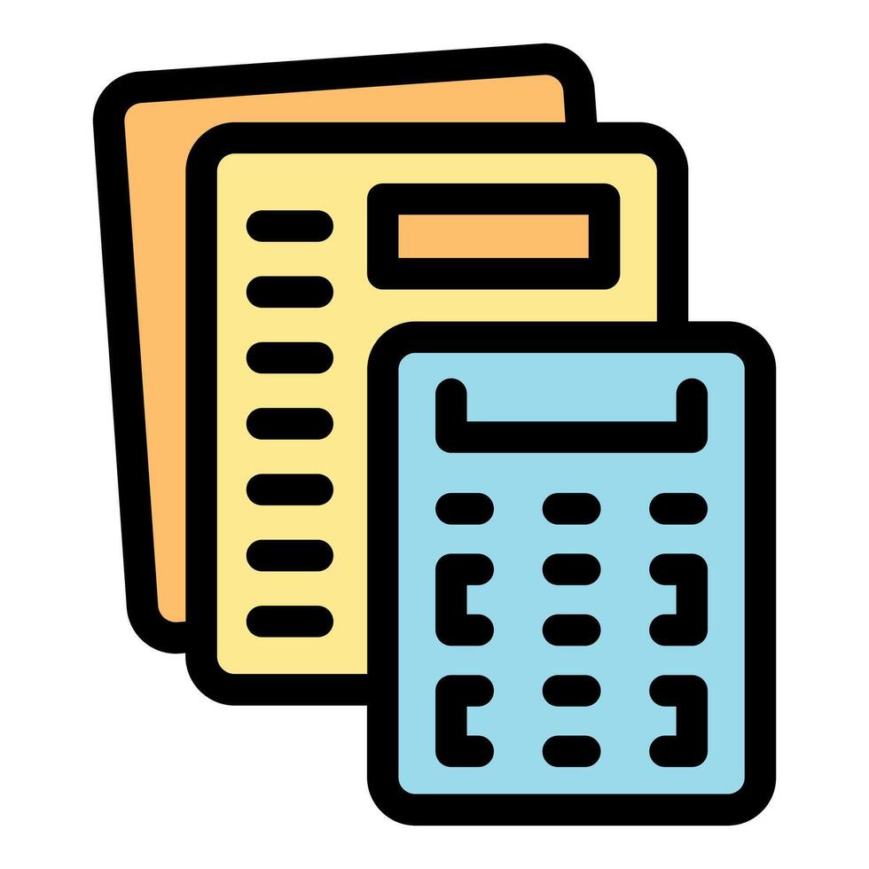 Calculating tax form with electronic calculator icon vector
