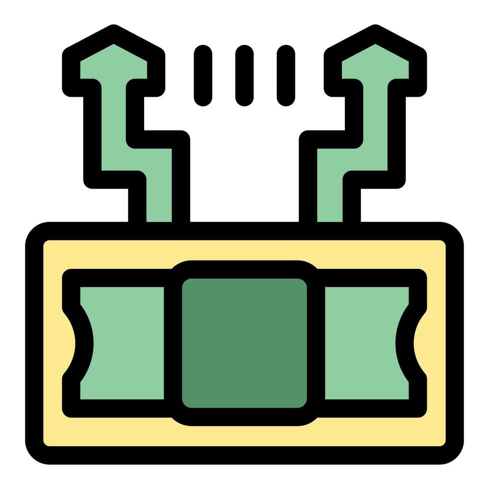 Banknote with two green arrows pointing up, symbolizing increasing finance, income, wealth, and business profits vector