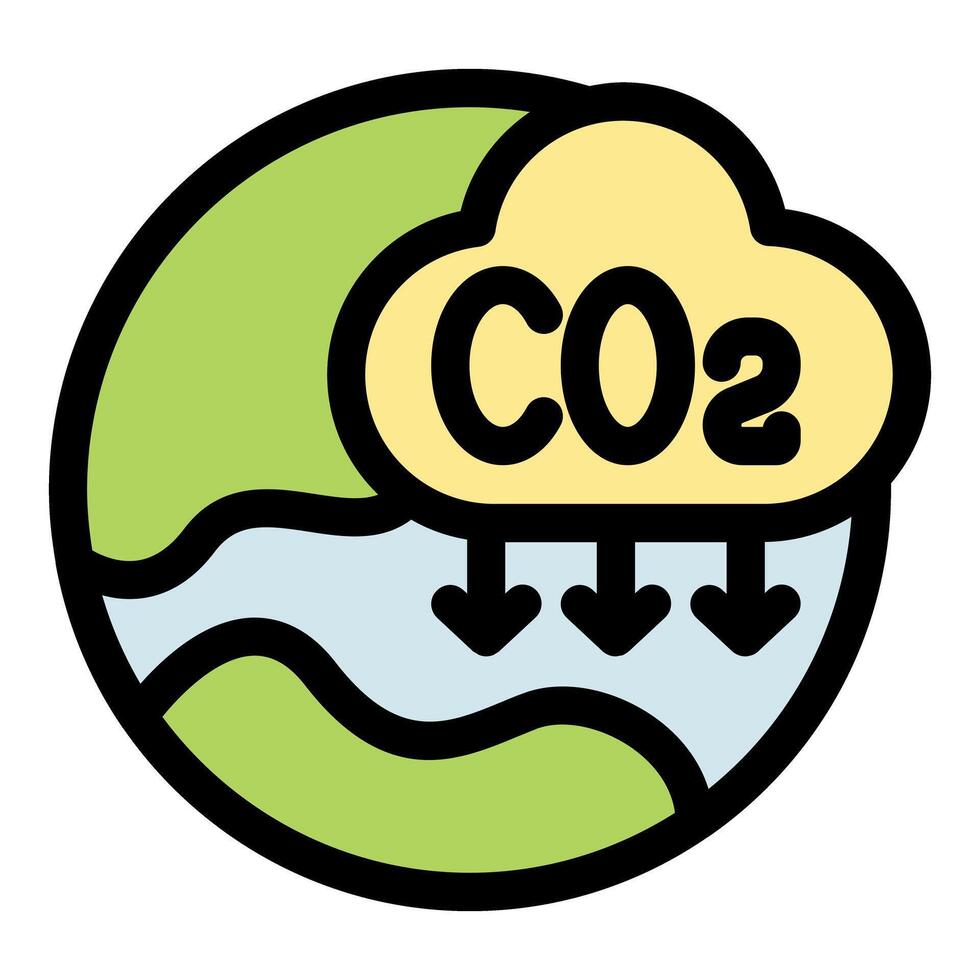 Co2 emissions entering planet earth atmosphere, reducing carbon footprint for environmental sustainability vector