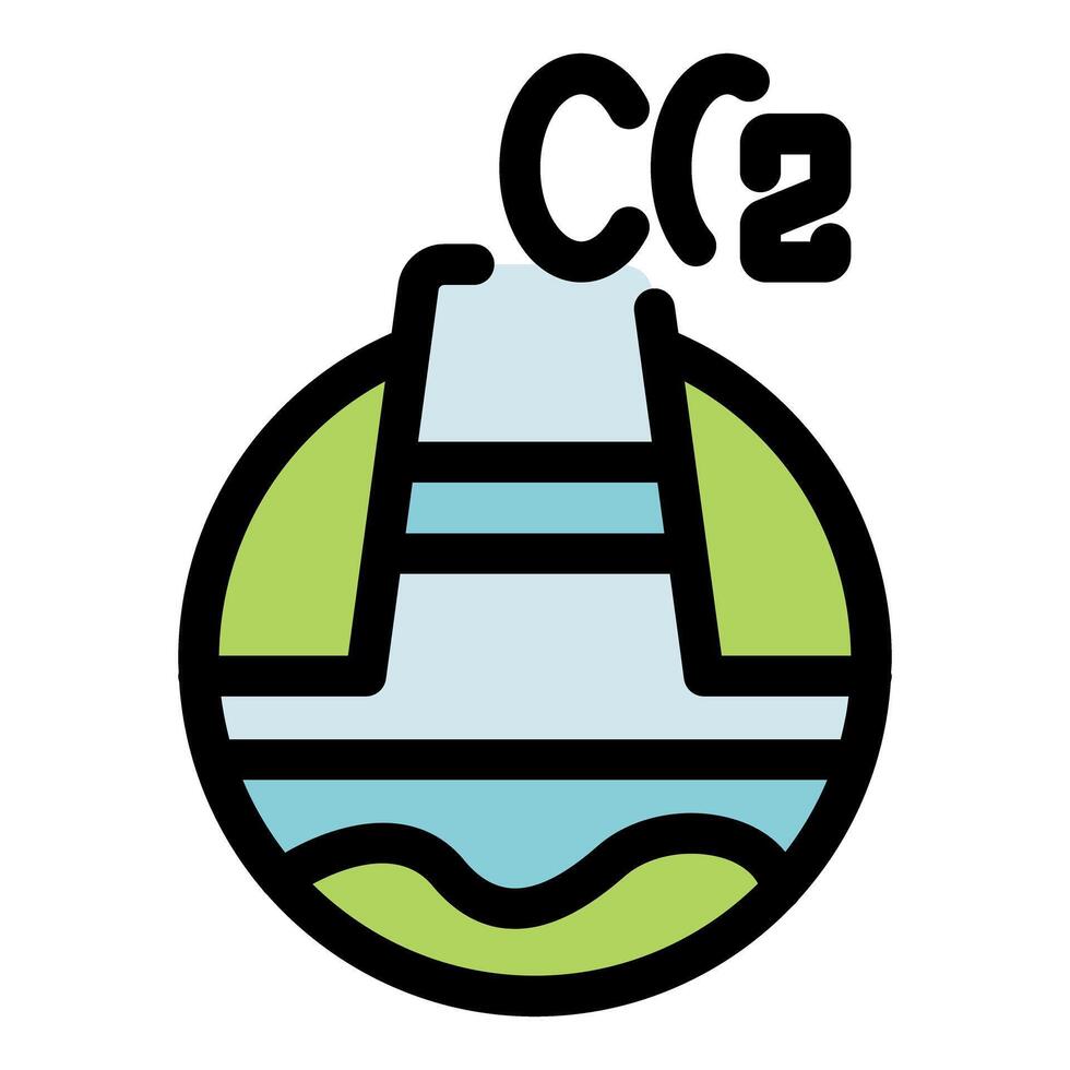 Hydroelectric power plant emitting co2, an illustration about sustainable energy and environmental challenges vector