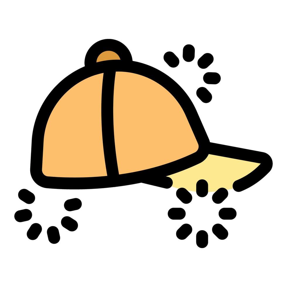 Clean orange baseball cap with shining light rays cartoon style icon vector