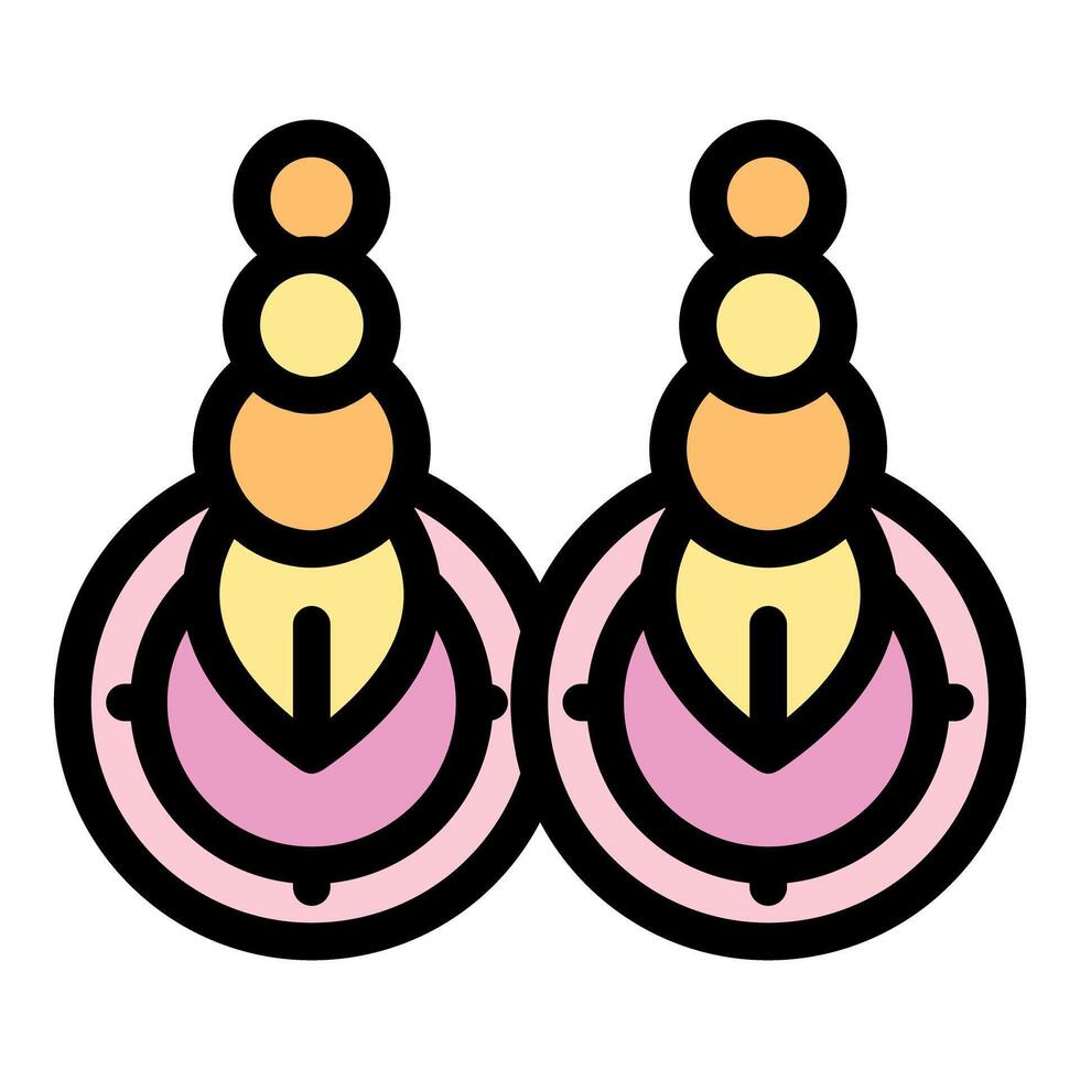 Pair of stylish earrings with colorful beads and pink base vector