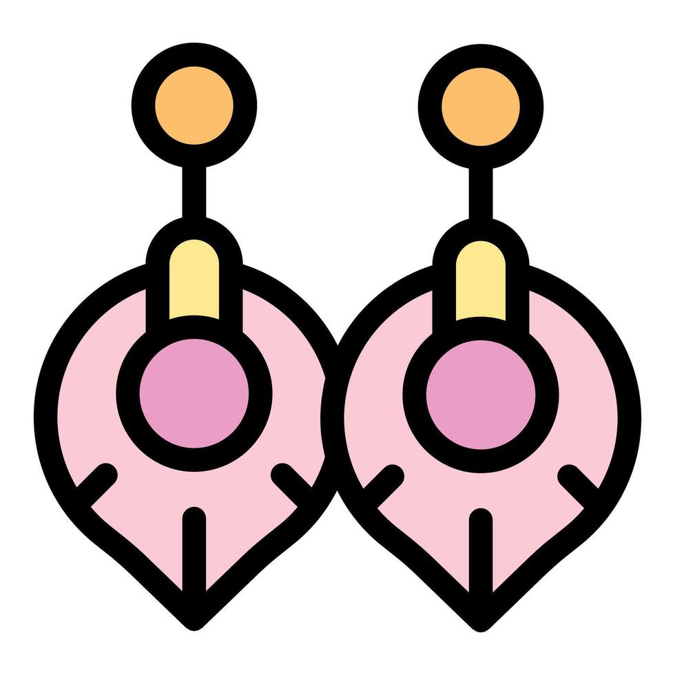 Pair of pink and gold dangle earrings resembling flower petals vector