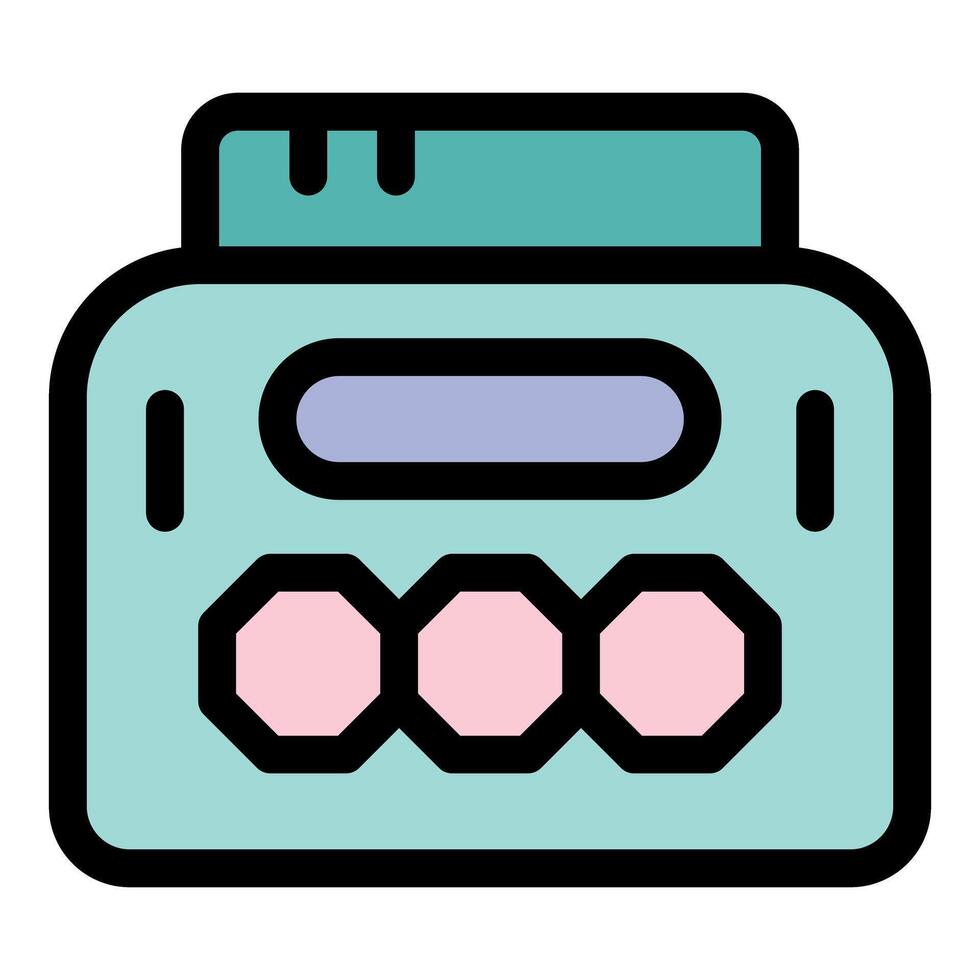 Portable cassette player with rounded buttons and displaying progress bar vector