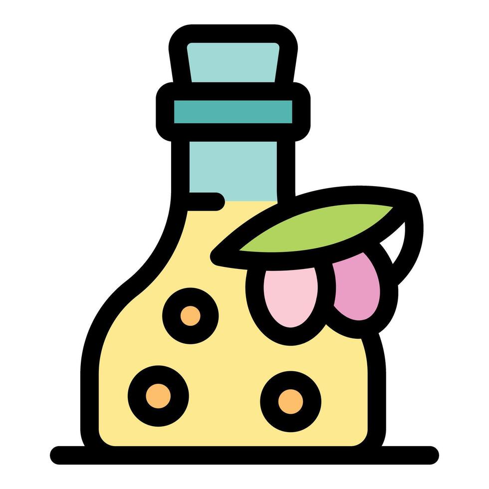 Peach essential oil extracted from peach flowers and leaves in a glass bottle vector
