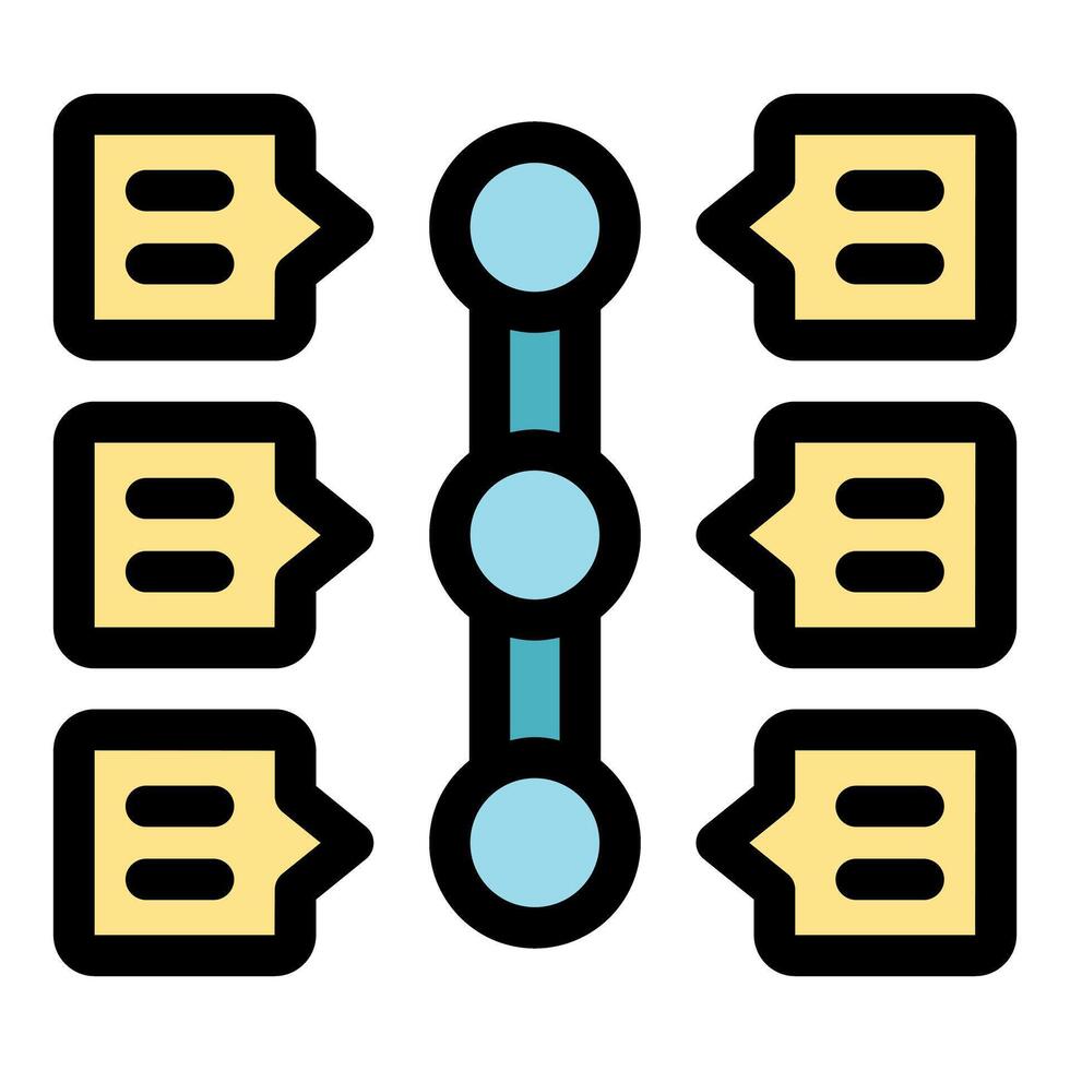 Timeline chart connecting multiple text boxes representing project planning and task management vector