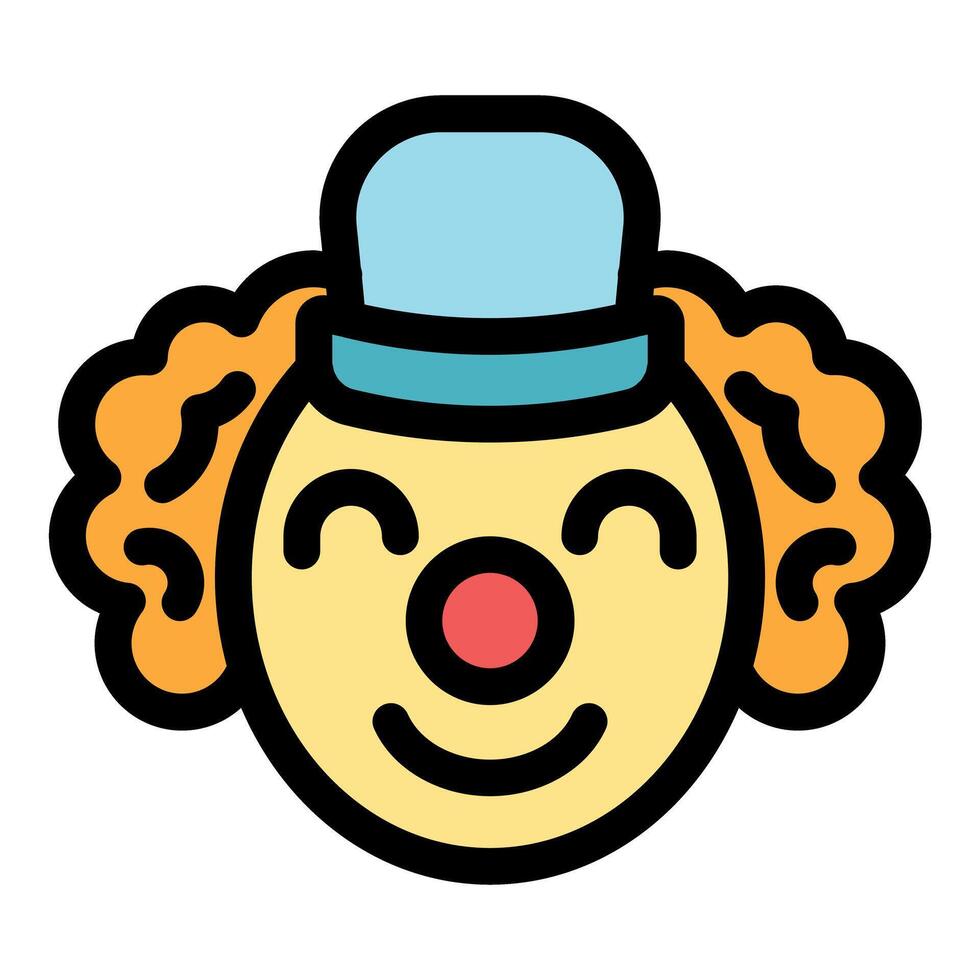Happy clown face wearing a hat and smiling with closed eyes vector