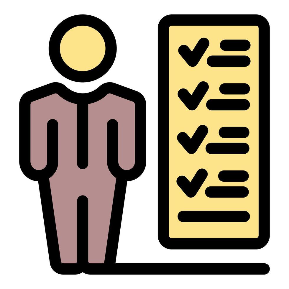 Businessman completing checklist of company objectives reaching target goals vector