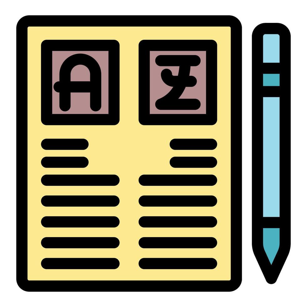 Editor writing article with pen and paper for translation and editing vector
