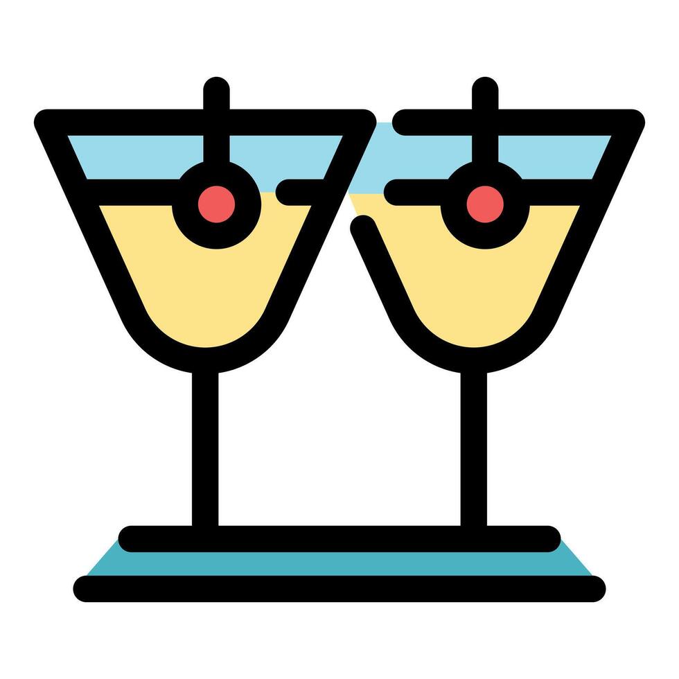 Two cocktail glasses standing on a table, celebrating with style vector