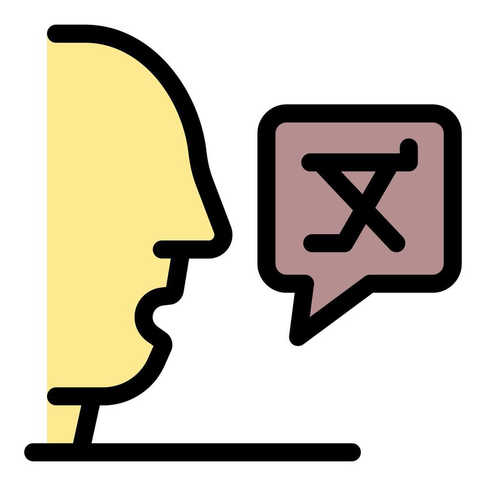 Person speaking foreign language with speech bubble showing strange character vector