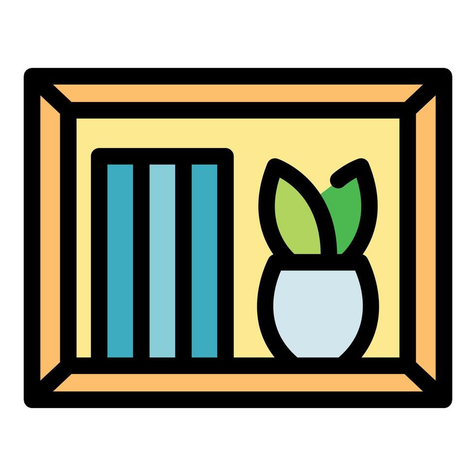 Books and plant resting on shelf in cozy home decor vector