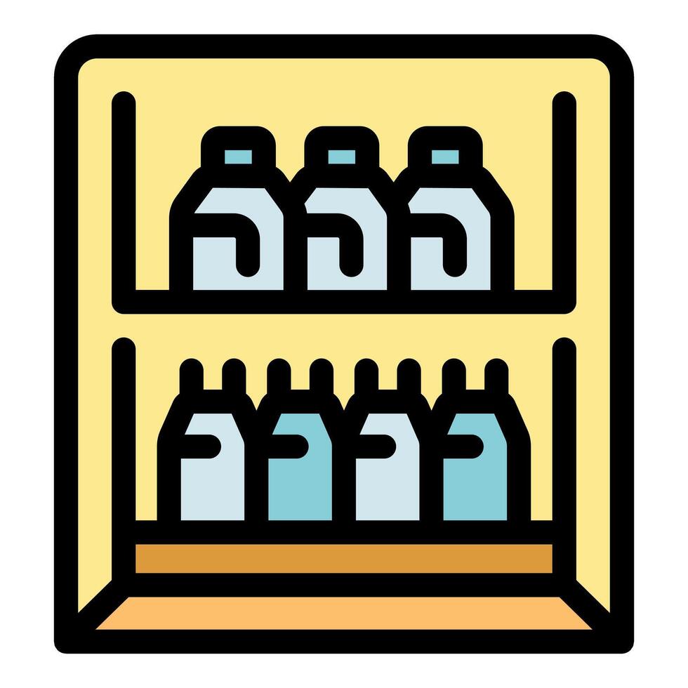 Refrigerator storing bottles of milk and dairy products vector