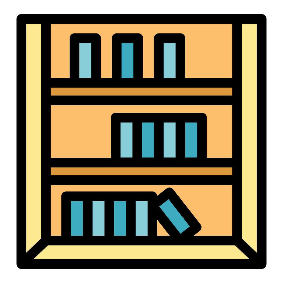 Bookshelf holding books in organized rows promoting reading and learning vector