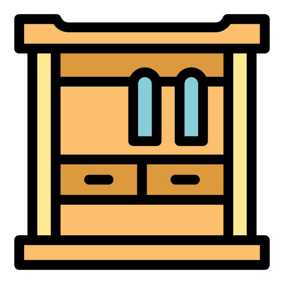 Wooden baby changing table with drawers and open compartments vector