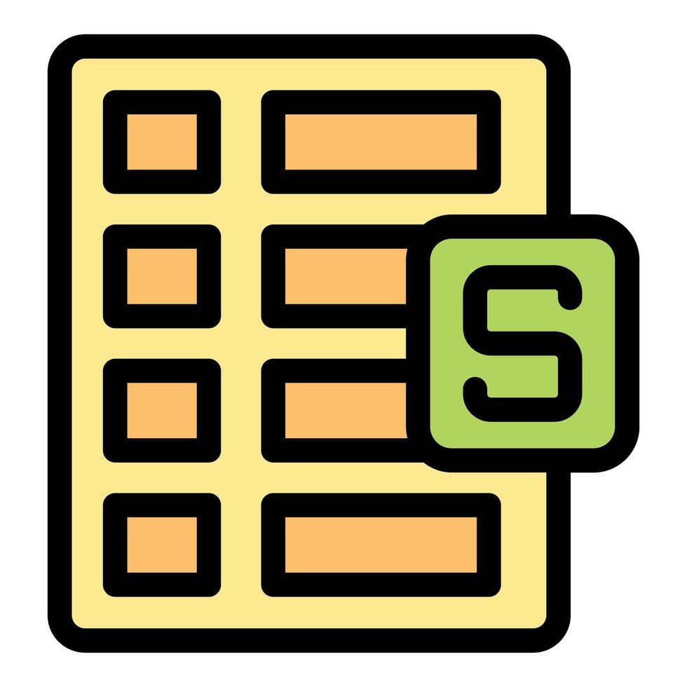 Spreadsheet software saving document file with s letter icon vector