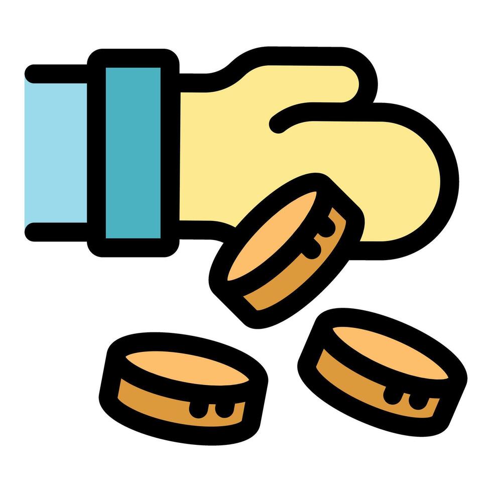 Hand dropping coins, wasting money and losing savings concept vector