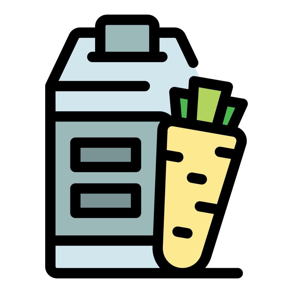 Carrot juice box promoting healthy lifestyle and vitamins vector