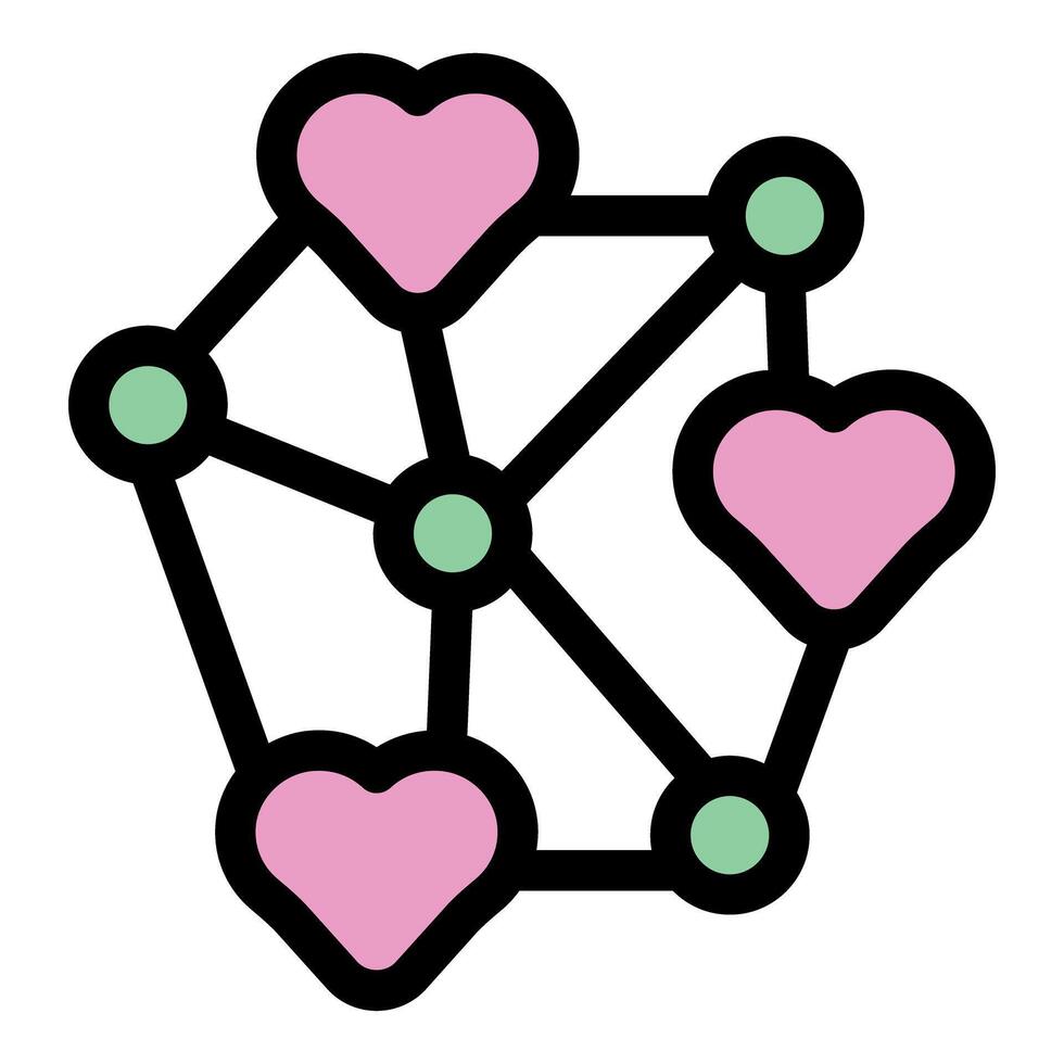 Network connecting hearts symbolizing love and relationships vector