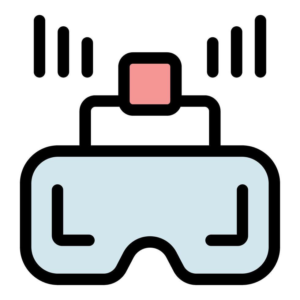 Vr glasses sending and receiving signals, wireless virtual reality headset vector