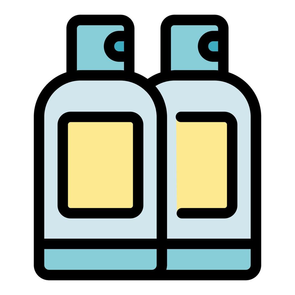 Two shampoo bottles standing side by side for hotel amenities vector