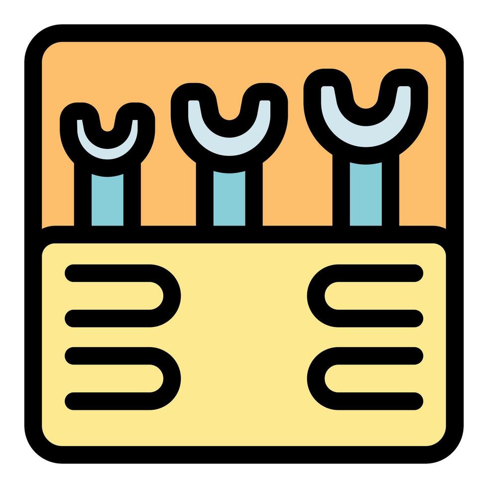 Mechanic tools wrenches organizing in toolbox keeping workshop tidy vector