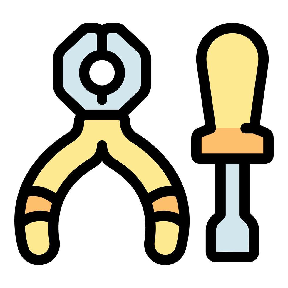 Pliers and screwdriver representing hardware and repairing vector