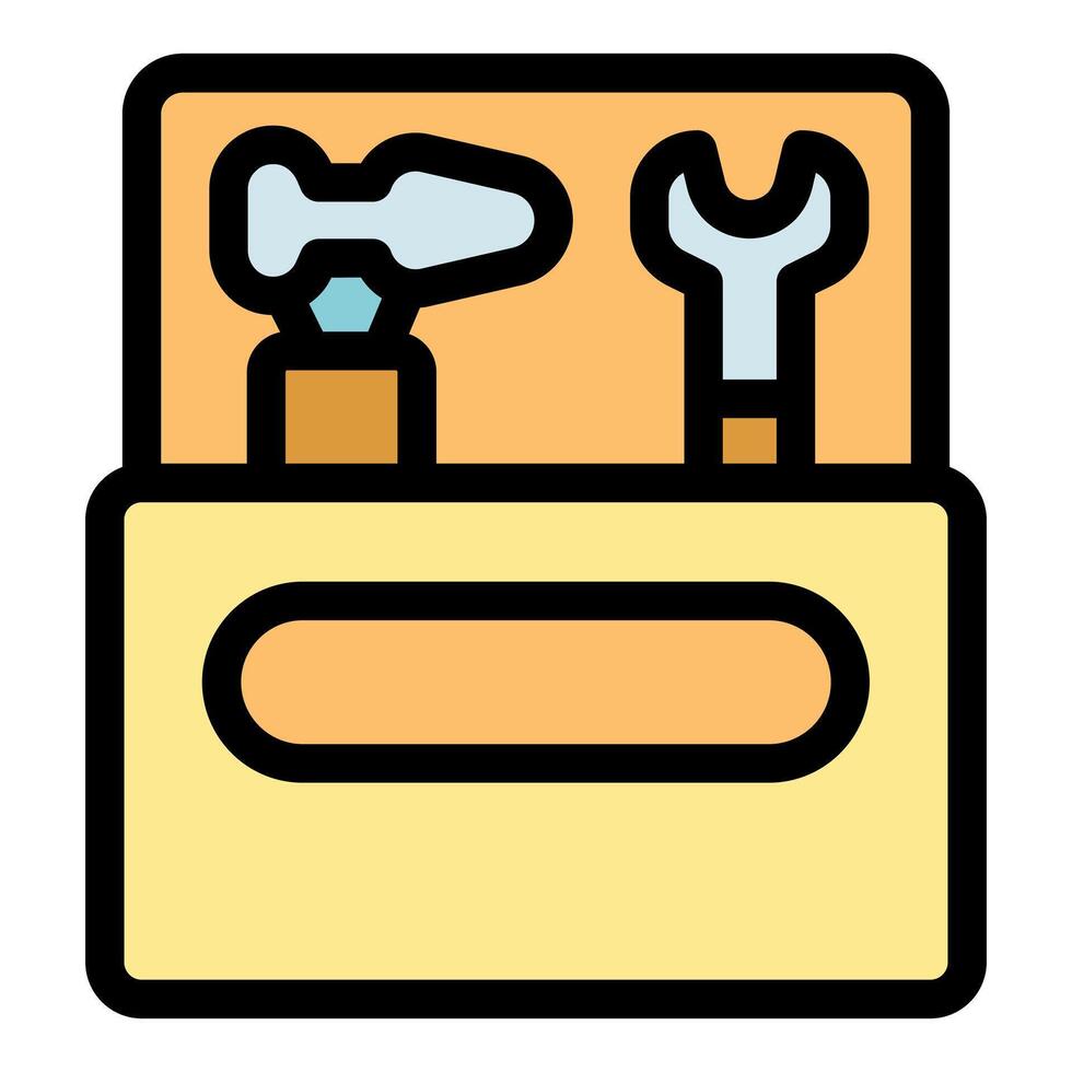 Toolbox holding hammer and wrench, ready for repairing vector