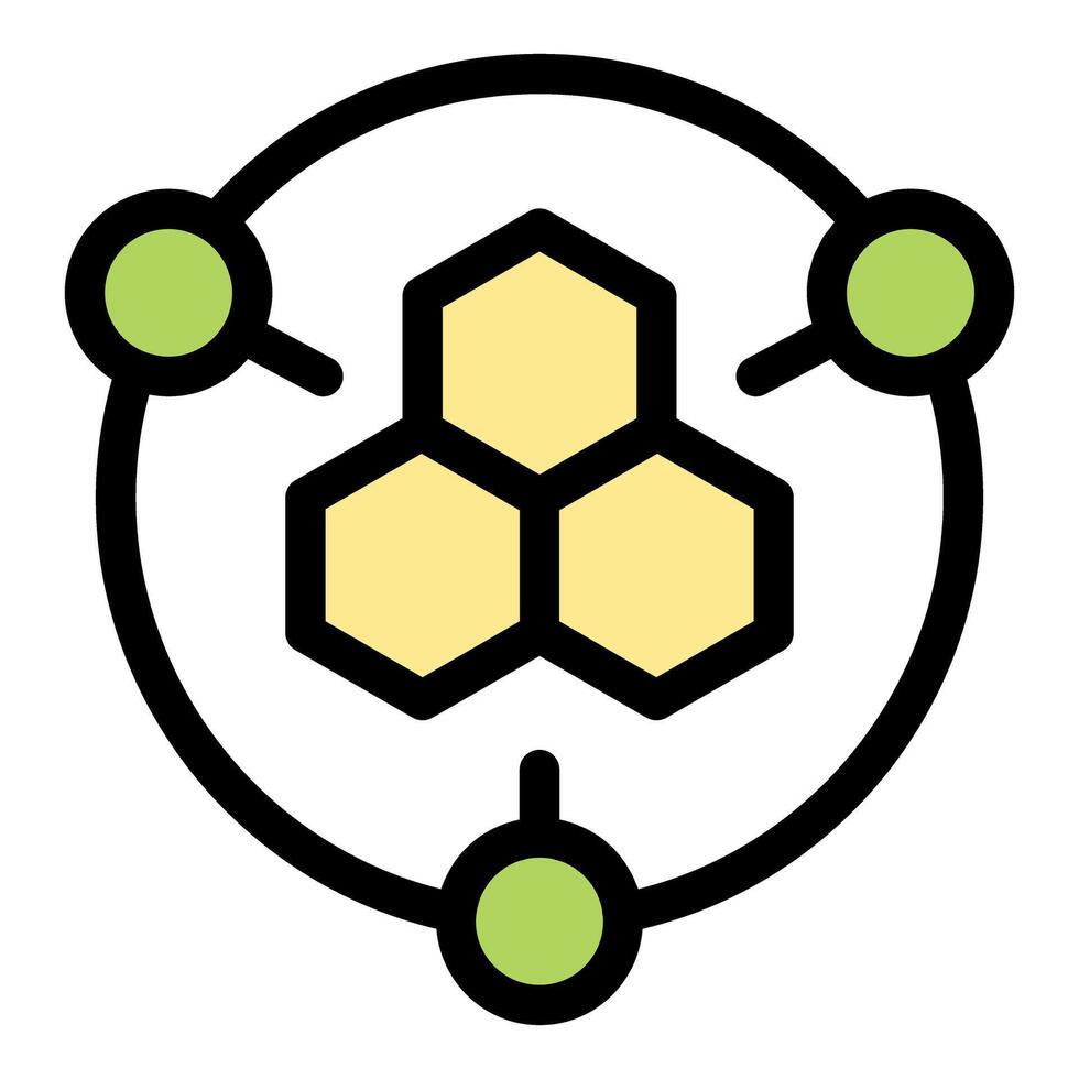Blockchain technology connecting hexagonal cells in a network vector