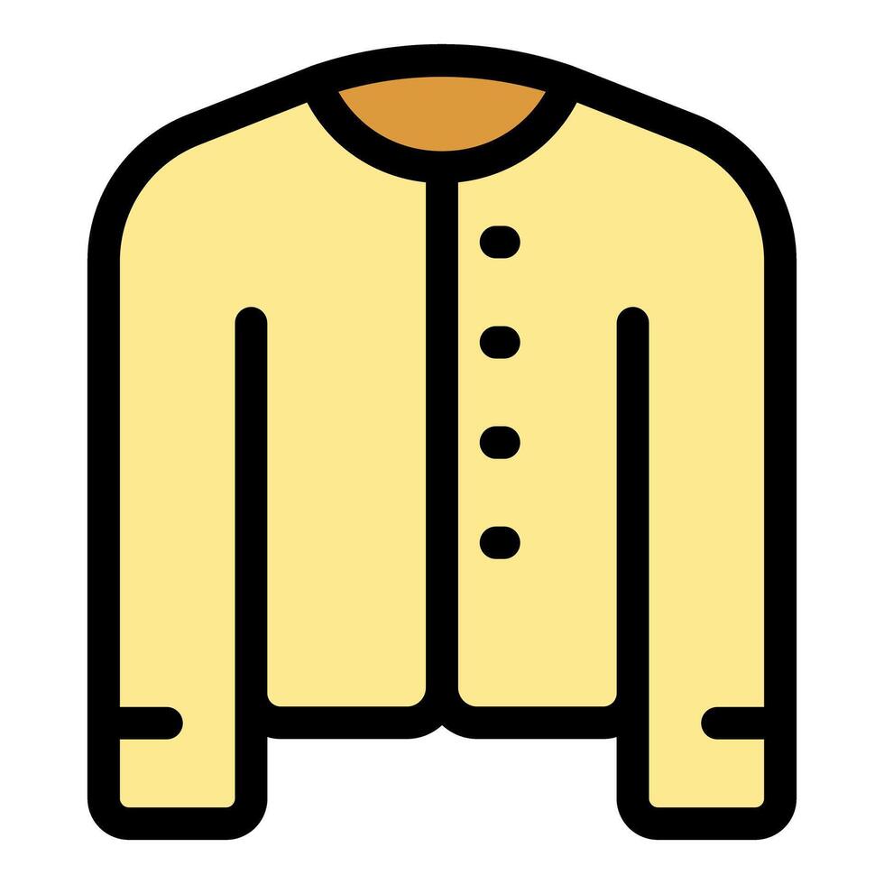 Yellow work jacket with buttons and collar featuring long sleeves vector