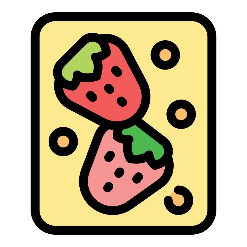Two strawberries filling representing playing card of hearts suit vector