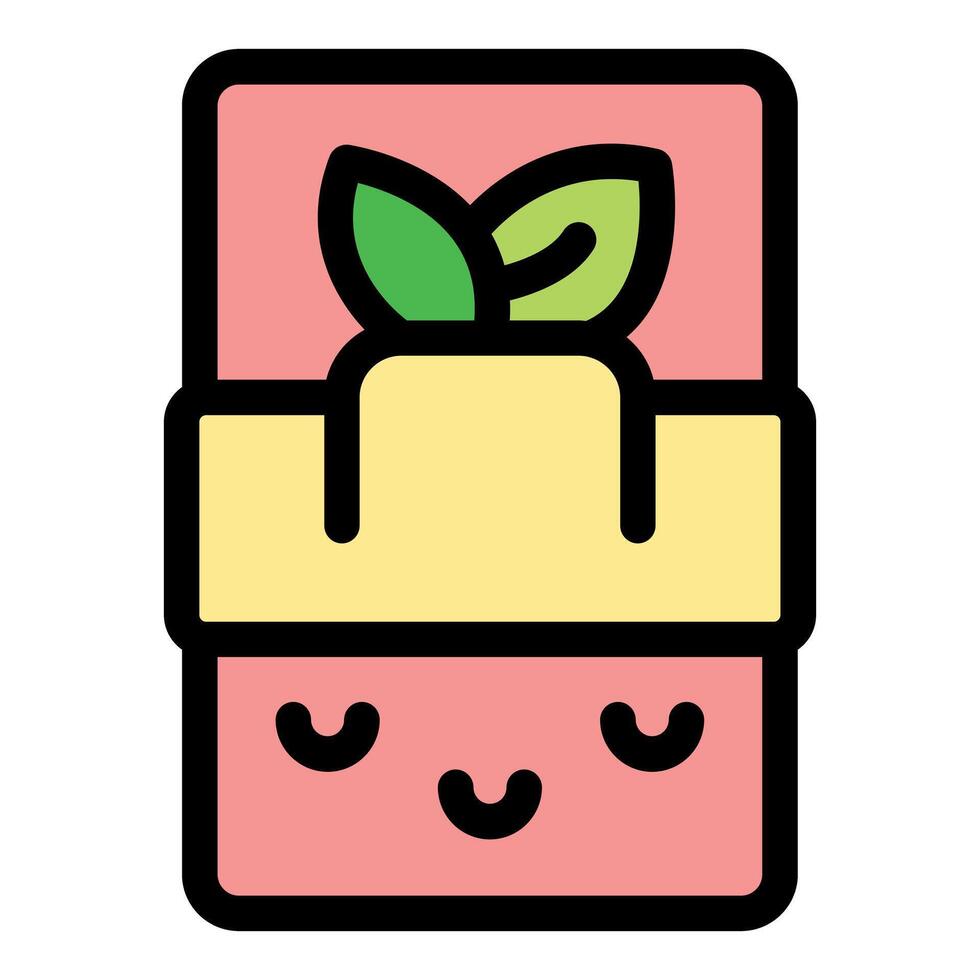 Eco friendly soap bar with smiling face and green leaves vector