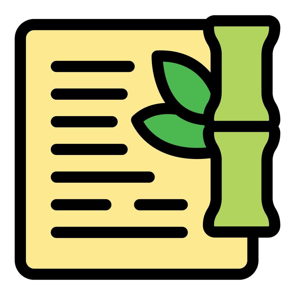 Bamboo stalk and leaves decorating a paper sheet representing eco friendly practices vector