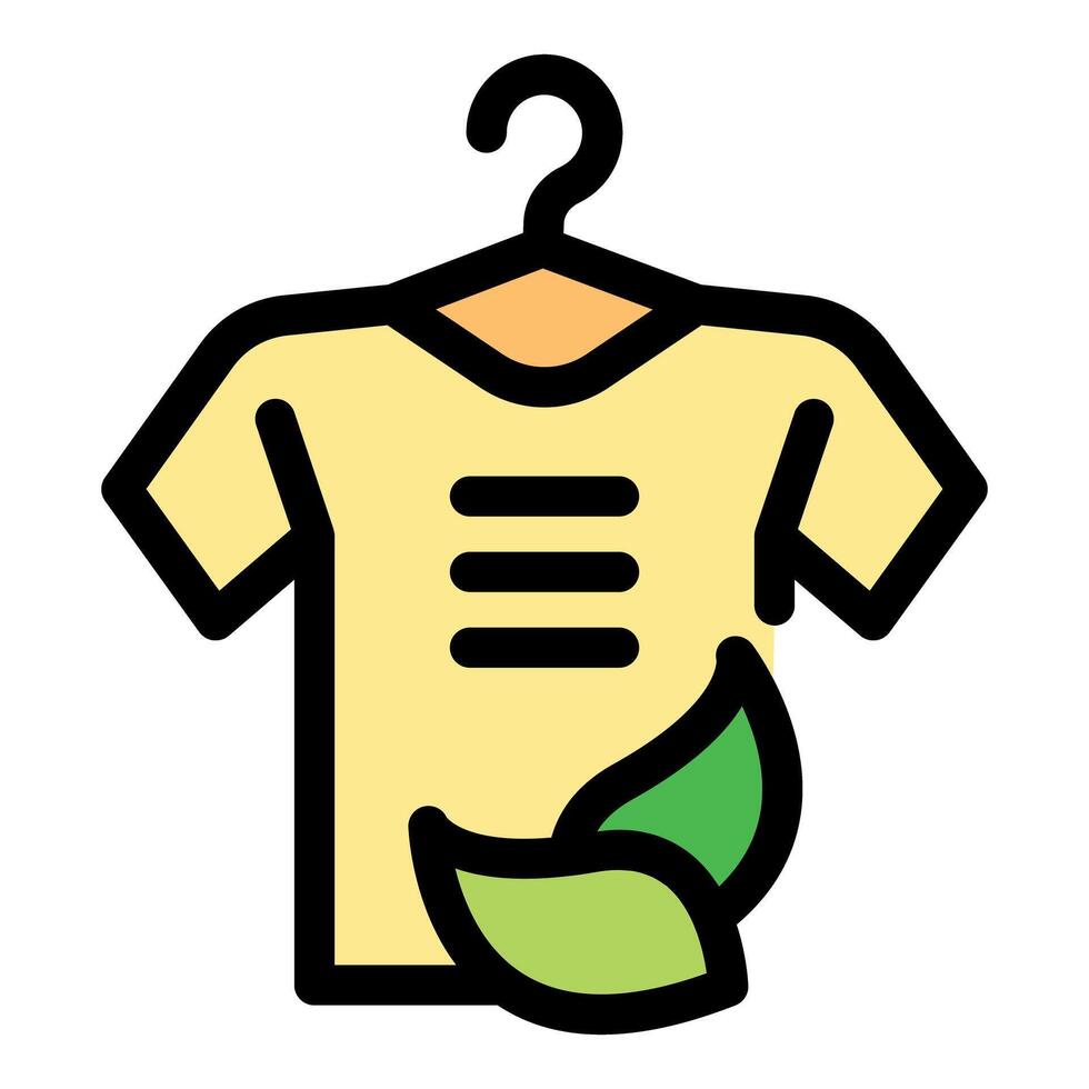 Eco friendly clothing, t shirt hanging with green leaves symbolizing sustainability vector