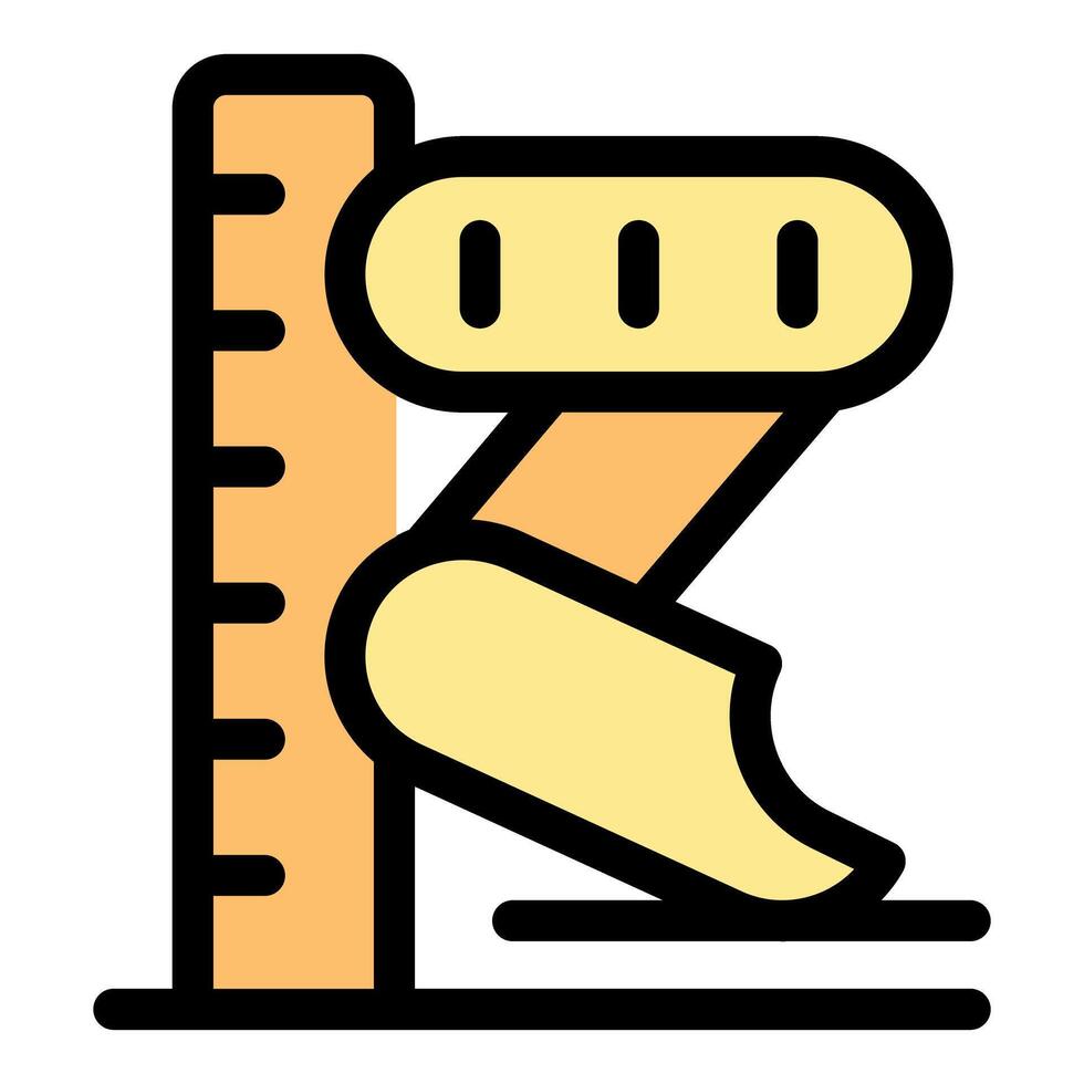 Robotic leg measuring height with ruler icon vector