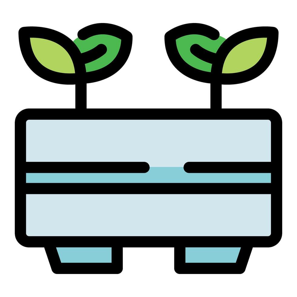 Seedlings growing in hydroponic system, innovative agriculture icon vector