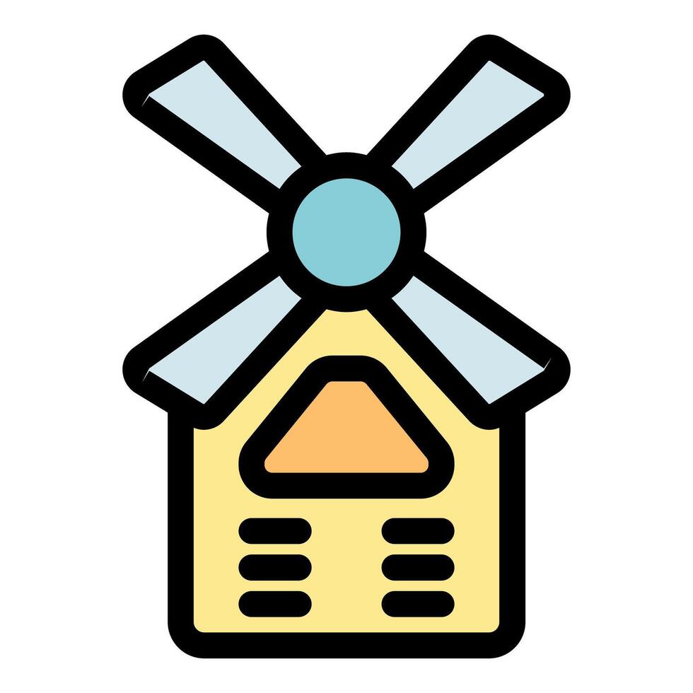 Yellow windmill rotating and generating clean energy vector