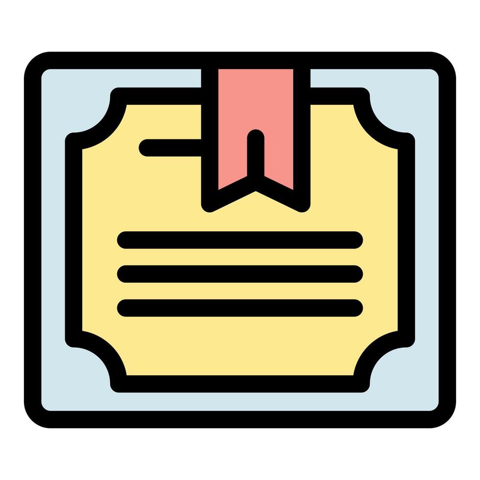 Diploma with bookmark representing educational achievement and graduation vector