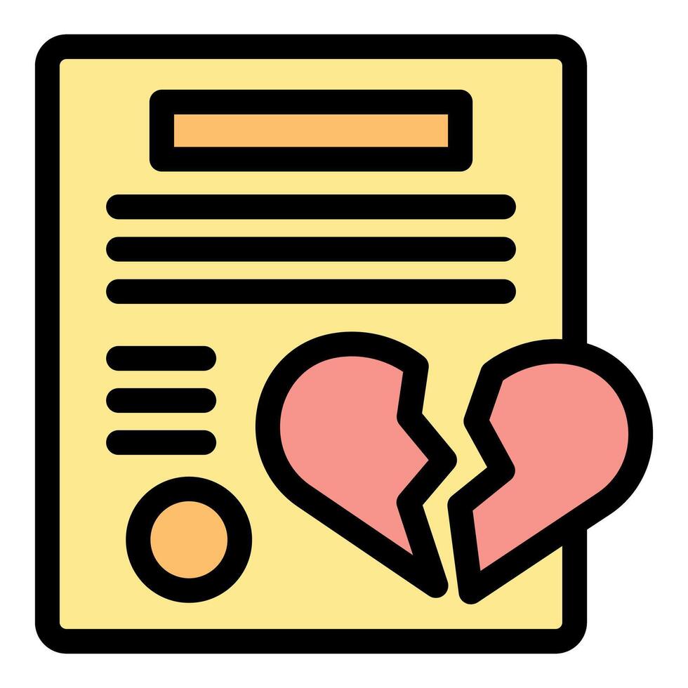 Broken heart on marriage certificate symbolizing divorce or separation vector