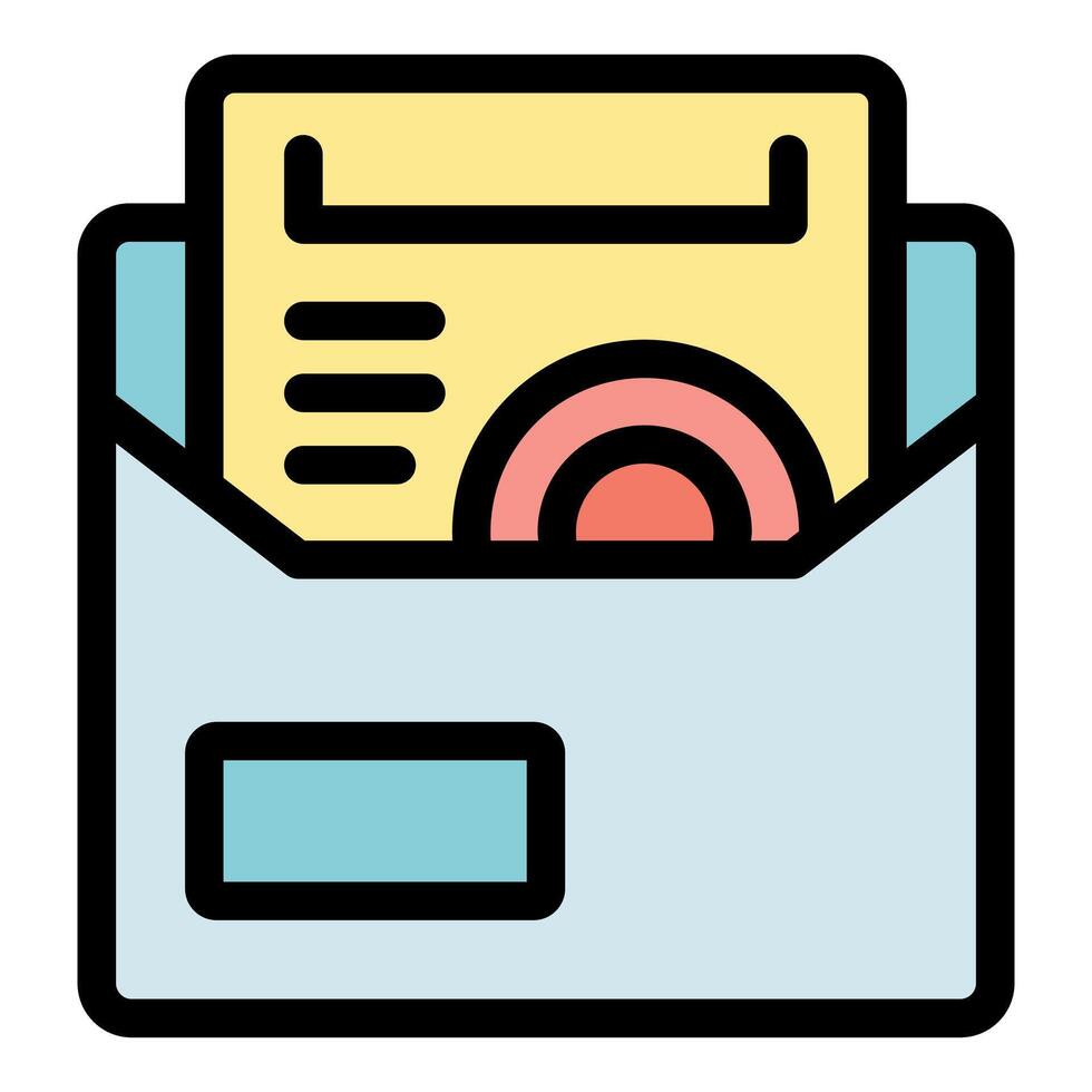 Sending documents with disk by mail envelope icon vector
