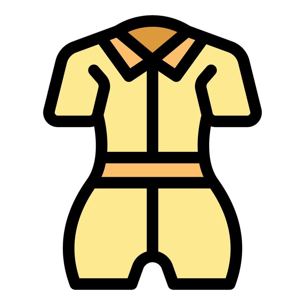 Woman jumpsuit with short sleeves and belt emphasizing fashion and style vector
