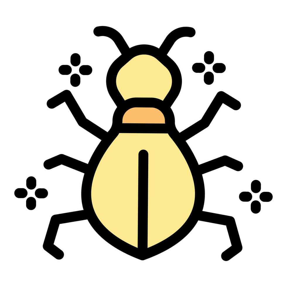 Sparkling bug spreading its legs and antennae, clean and minimalist insect icon vector