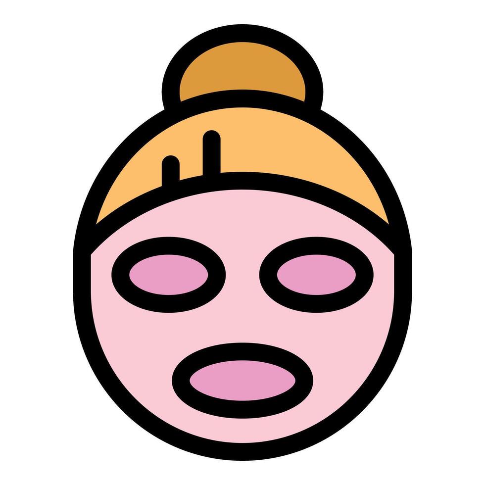 Woman applying pink facial mask for skincare routine vector
