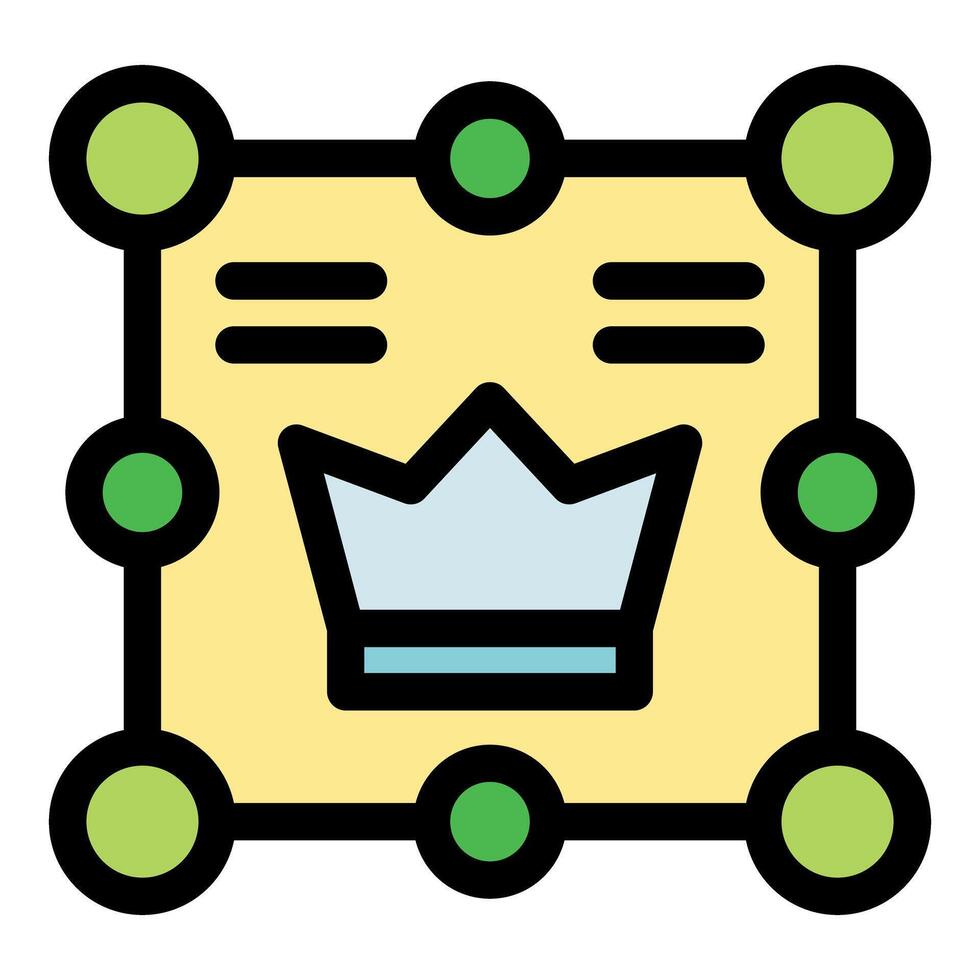 Digital certificate featuring crown and nodes, symbolizing online royalty and achievement vector