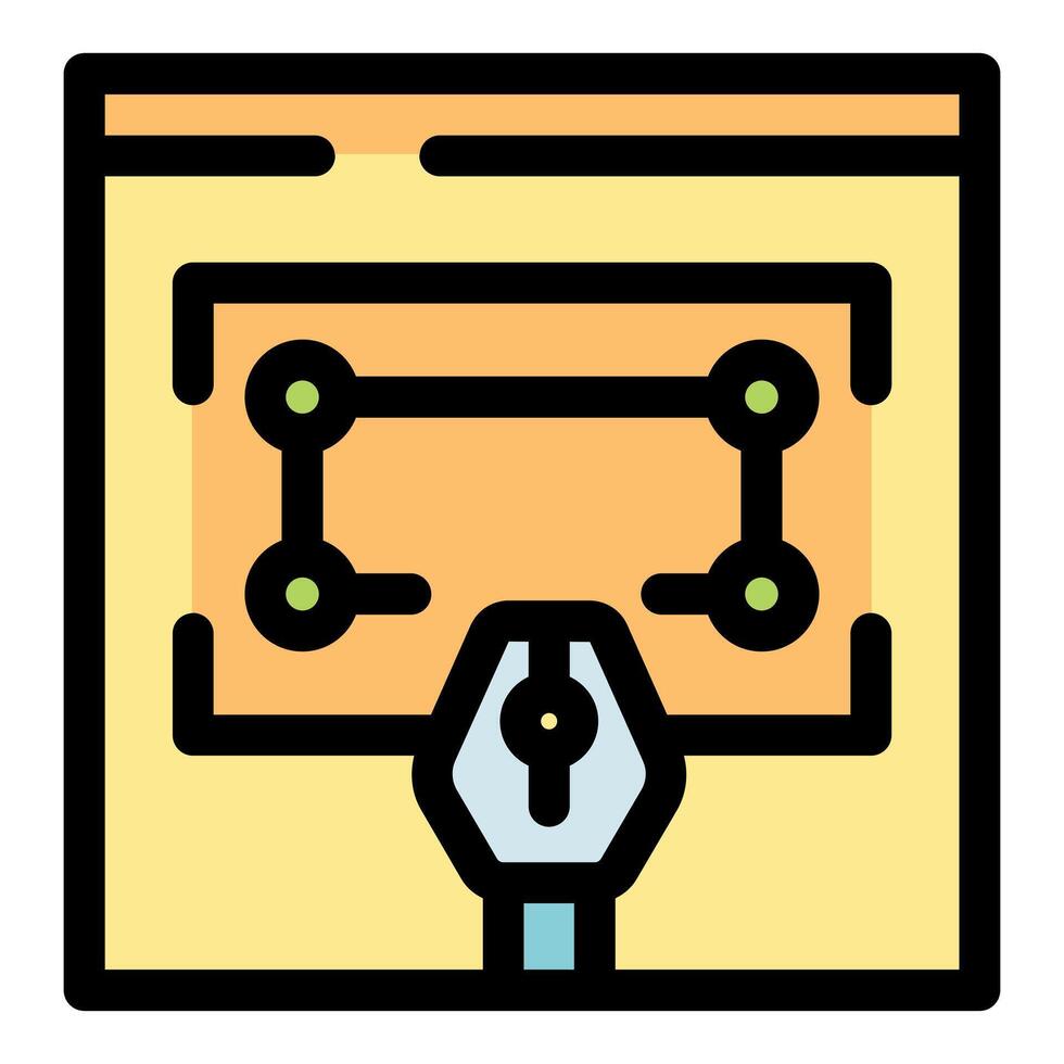 Web design project with pen tool creating lines and points vector