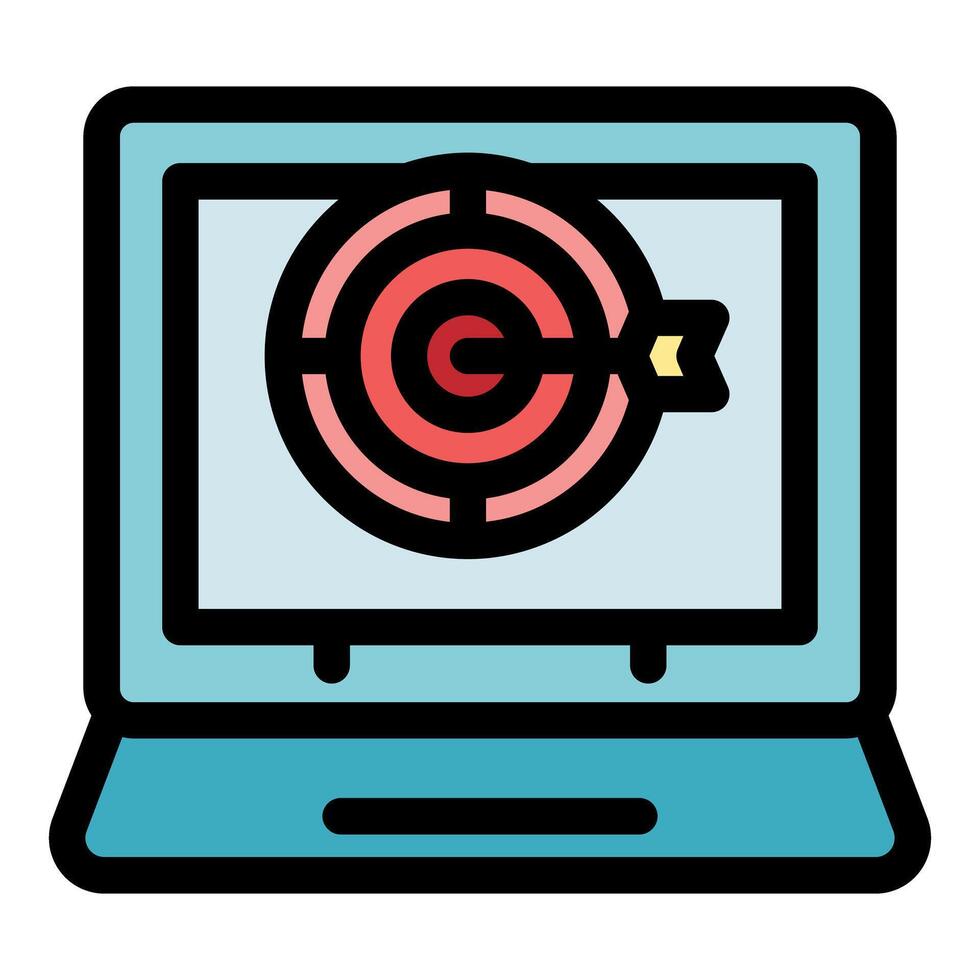 Target on laptop screen representing online marketing strategy vector