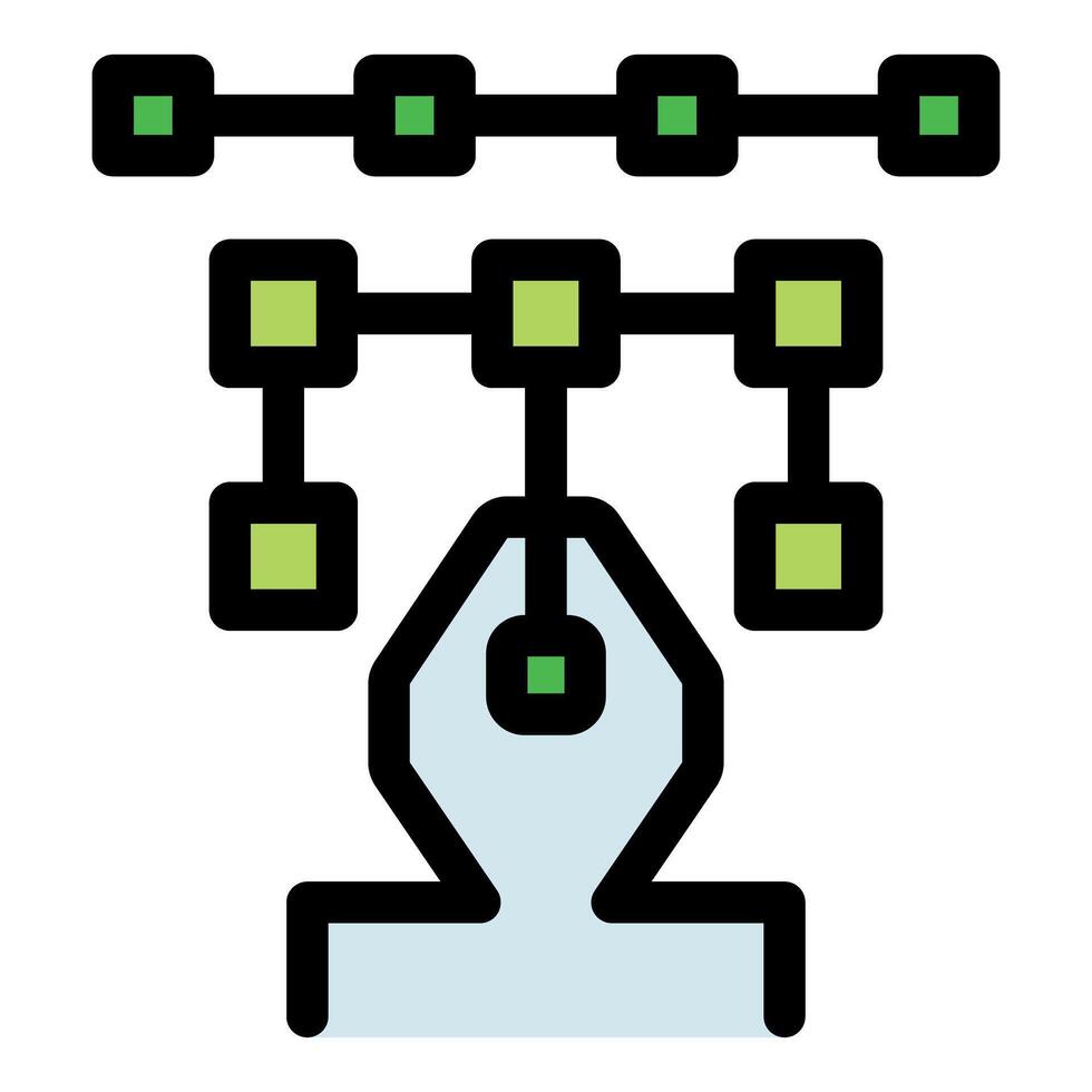 Blockchain technology connecting squares with pen tool symbolising digital art creation vector