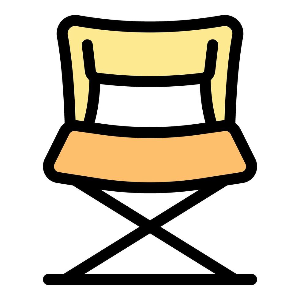 Folding camping chair icon providing portable seating for outdoor adventures vector